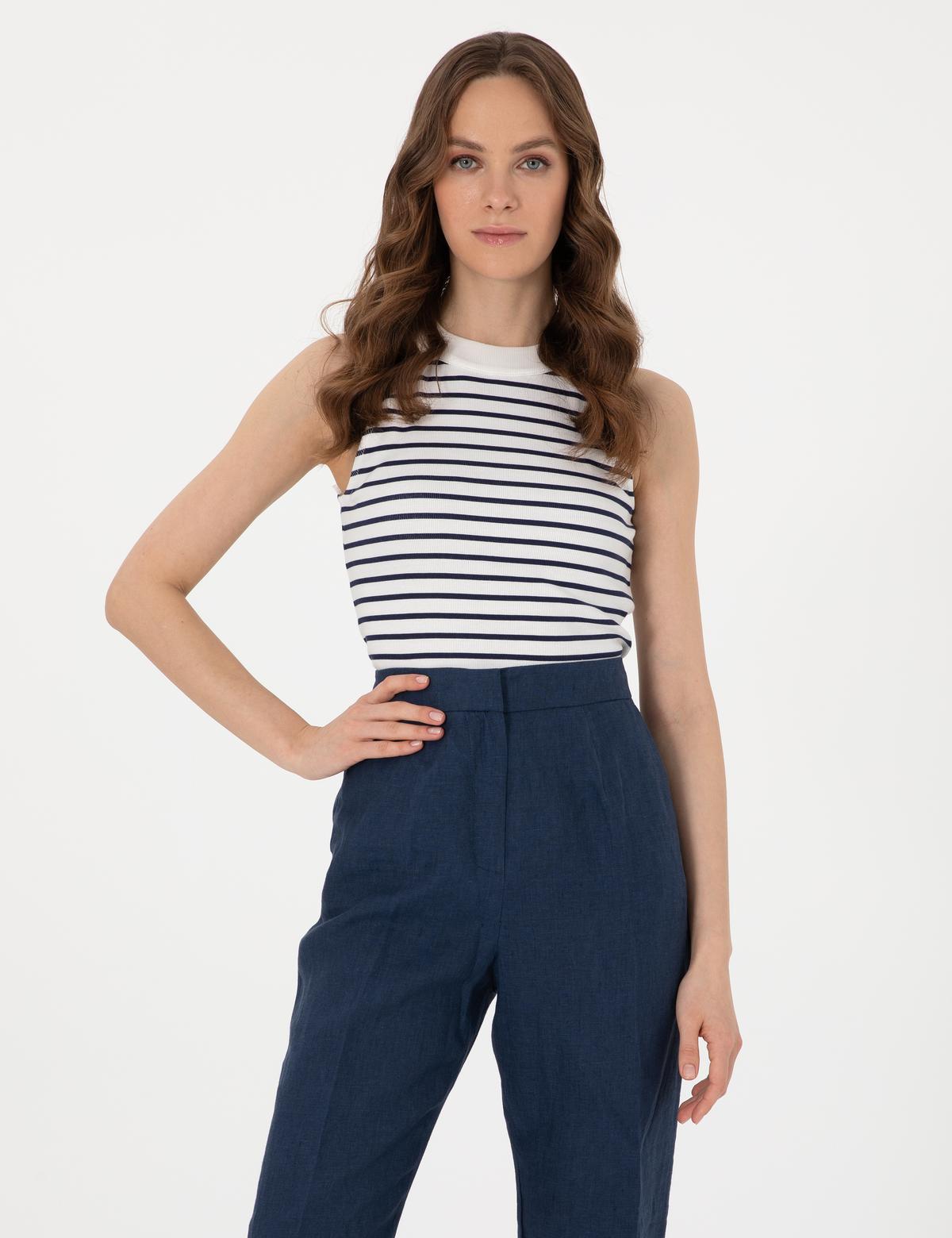 Lacivert Ex. Slim Fit Örme Bluz - 50305786037