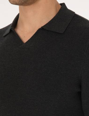Antrasit Melanj Slim Fit Kazak