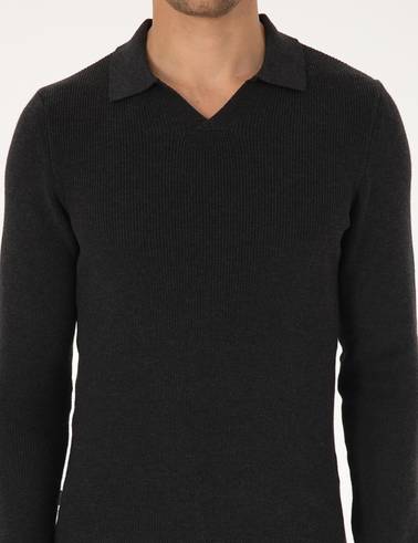 Antrasit Melanj Slim Fit Kazak