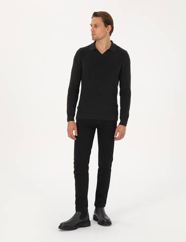 Antrasit Melanj Slim Fit Kazak