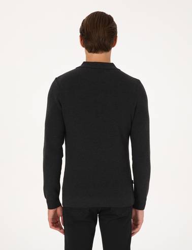 Antrasit Melanj Slim Fit Kazak