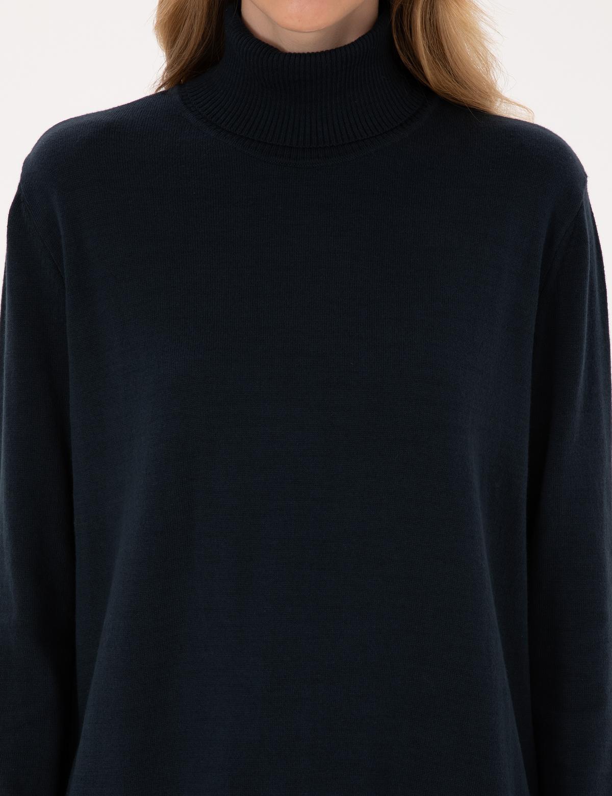 Lacivert Comfort Fit Tam Balıkçı Yaka Basic Kazak - 50316385012