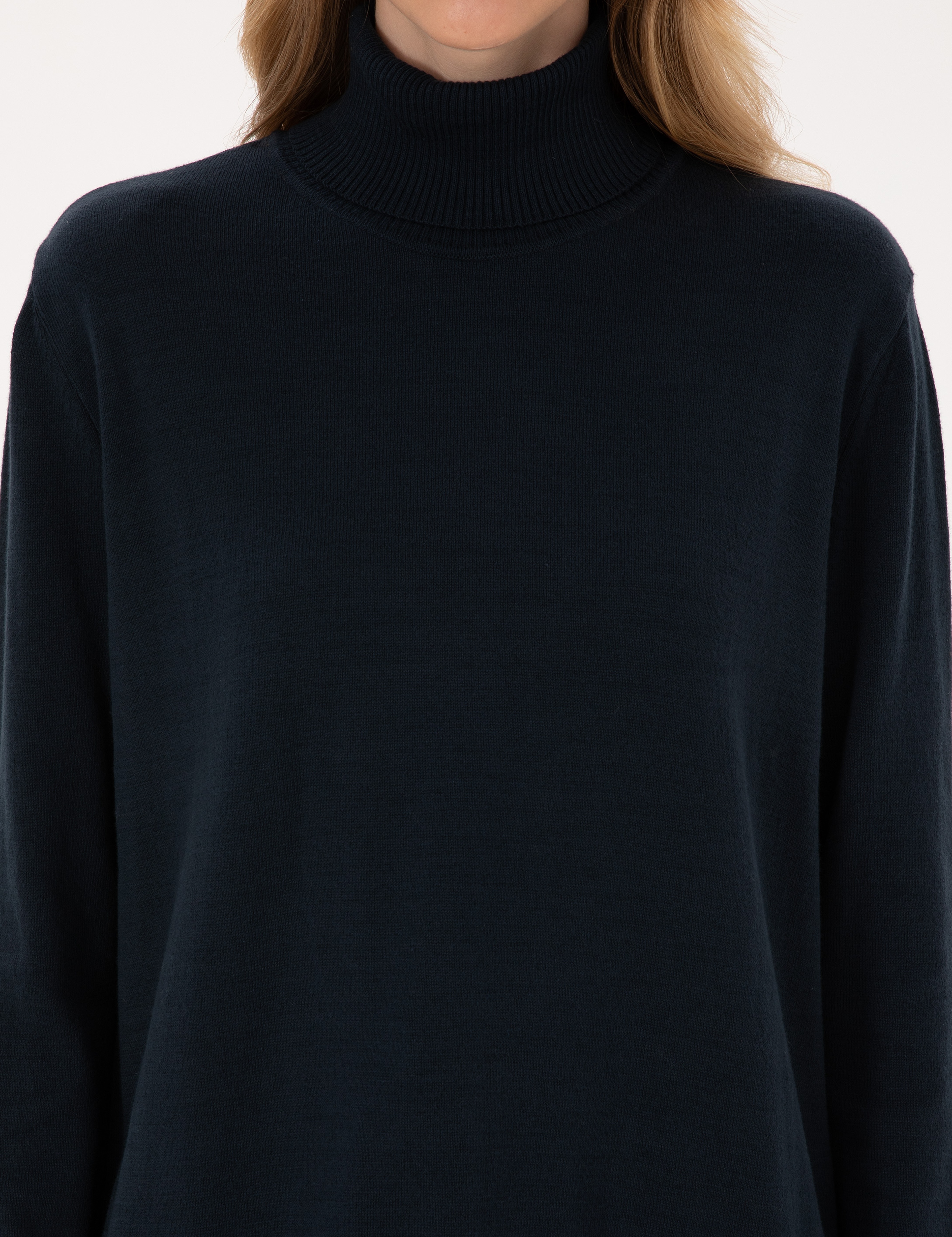 Lacivert Comfort Fit Tam Balıkçı Yaka Basic Kazak - Image 6