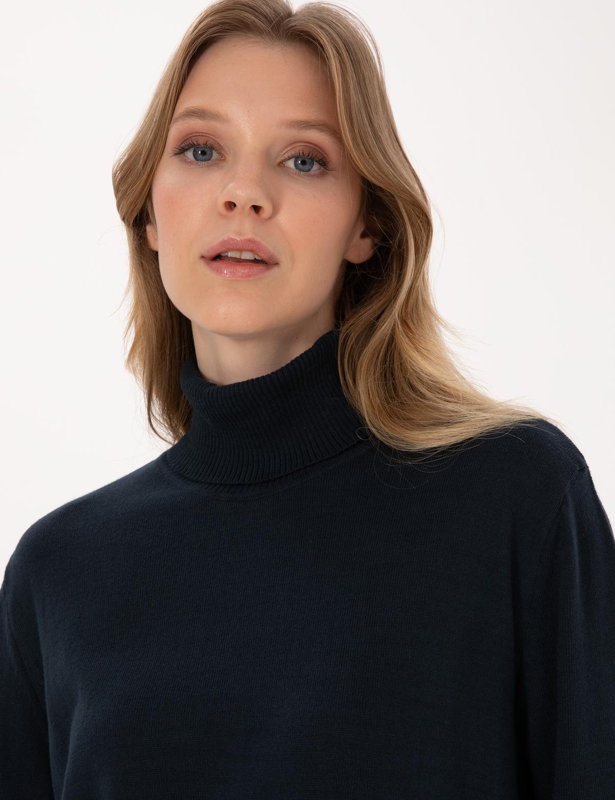 Lacivert Comfort Fit Tam Balıkçı Yaka Basic Kazak - 50316385012