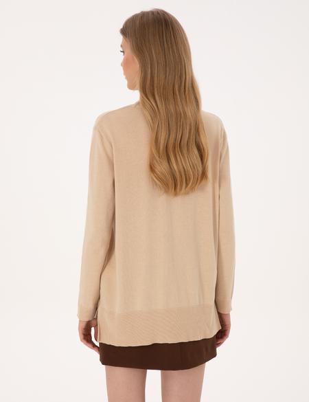 Bej Comfort Fit Tam Balıkçı Yaka Basic Kazak - 50316385004