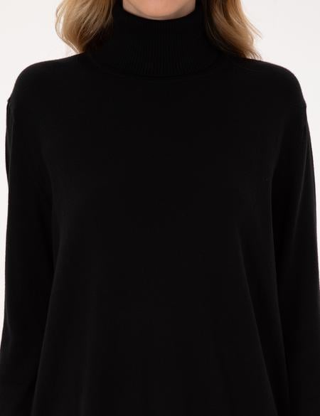 Siyah Comfort Fit Tam Balıkçı Yaka Basic Kazak - 50316385020