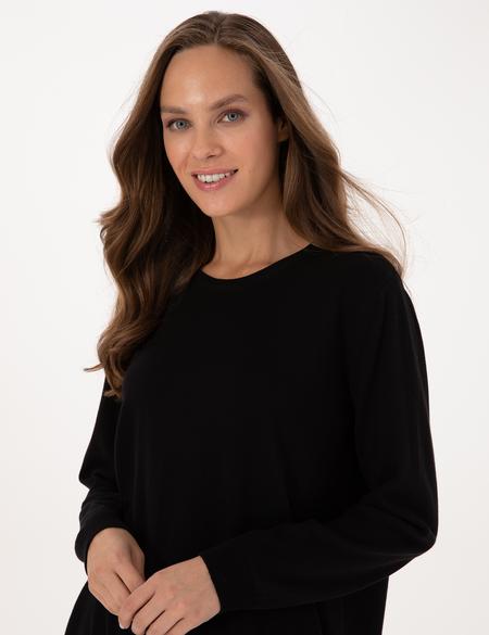 Siyah Comfort Fit Bisiklet Yaka Basic Kazak - 50316393010