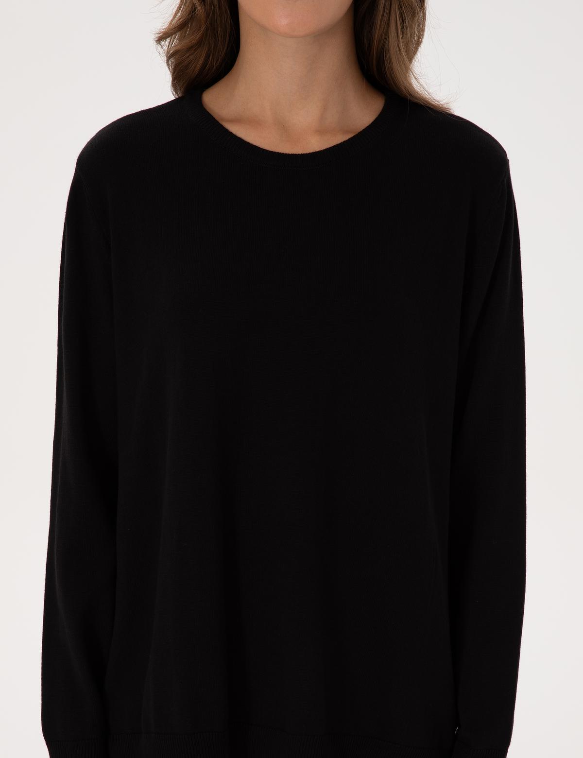 Siyah Comfort Fit Bisiklet Yaka Basic Kazak - 50316393010