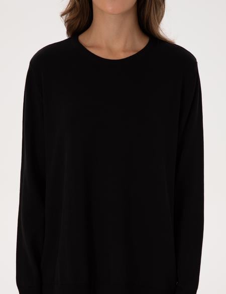 Siyah Comfort Fit Bisiklet Yaka Basic Kazak - 50316393010