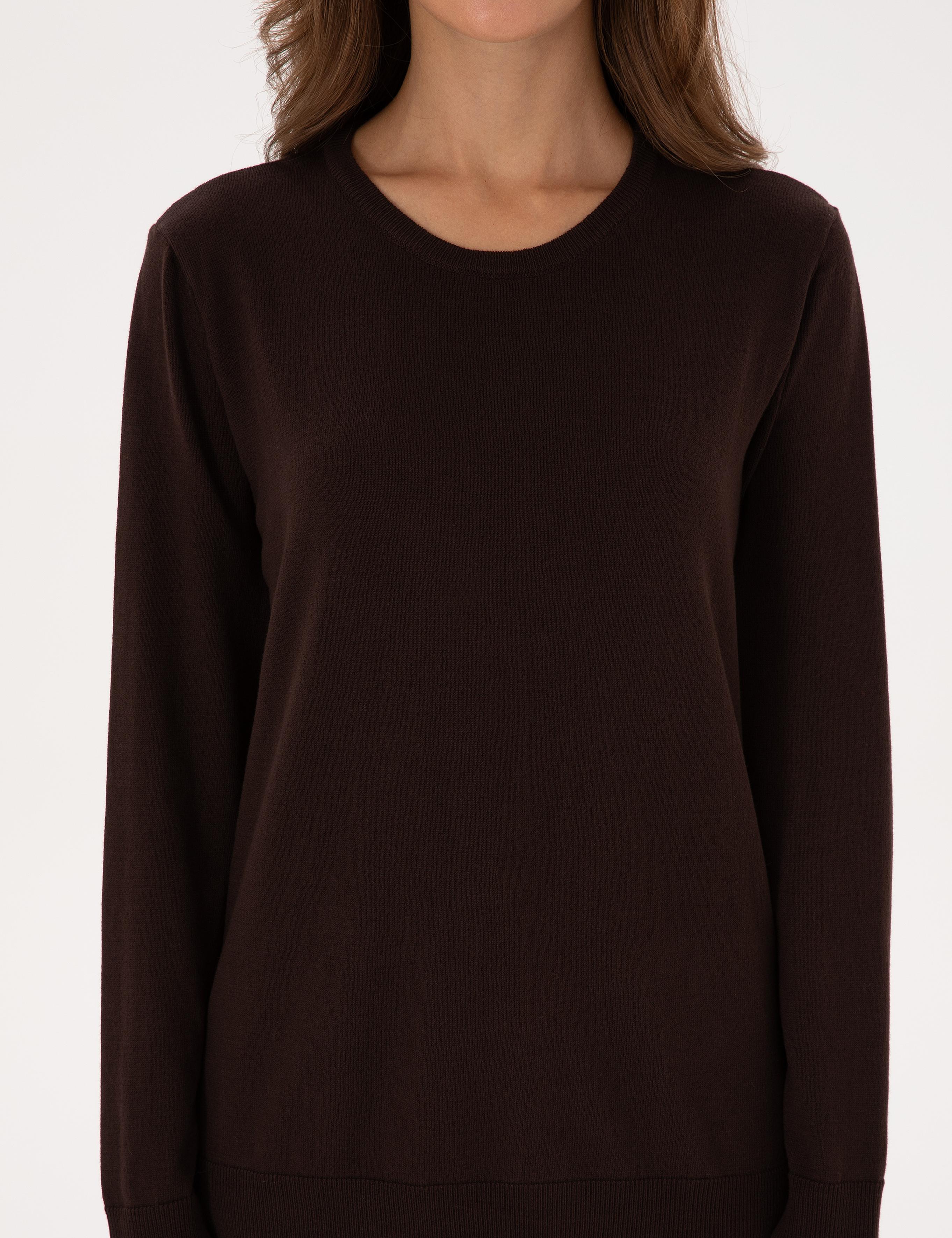 Kahverengi Comfort Fit Bisiklet Yaka Basic Kazak