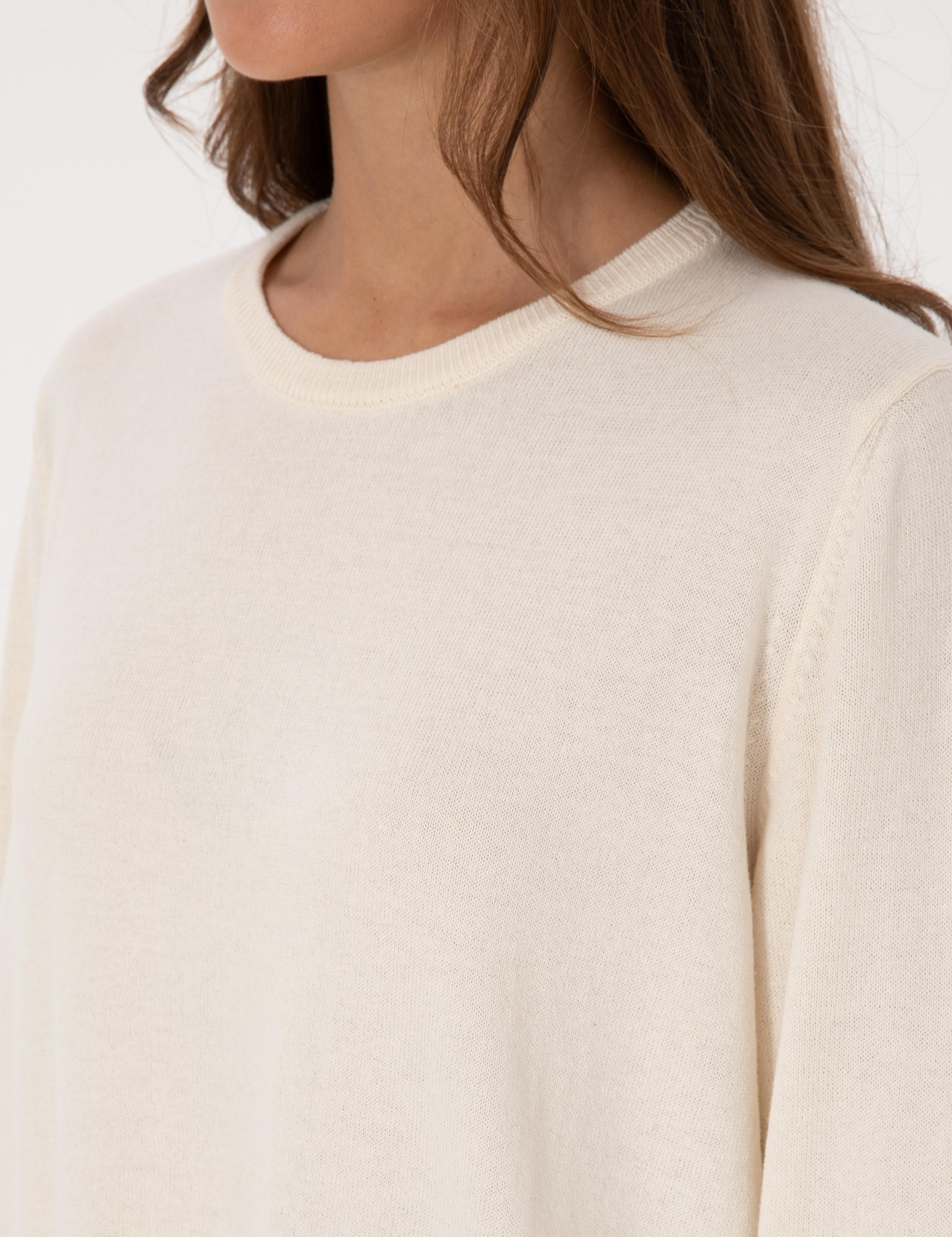 Ekru Comfort Fit Bisiklet Yaka Basic Kazak