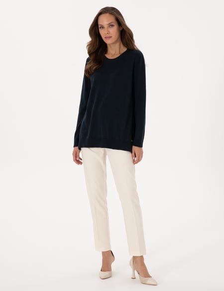 Lacivert Comfort Fit Bisiklet Yaka Basic Kazak - 50316393021