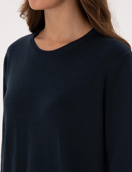 Lacivert Comfort Fit Bisiklet Yaka Basic Kazak - 50316393021