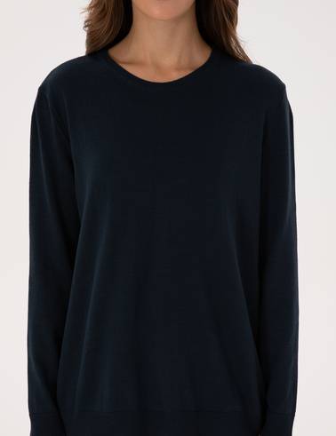 Lacivert Comfort Fit Bisiklet Yaka Basic Kazak