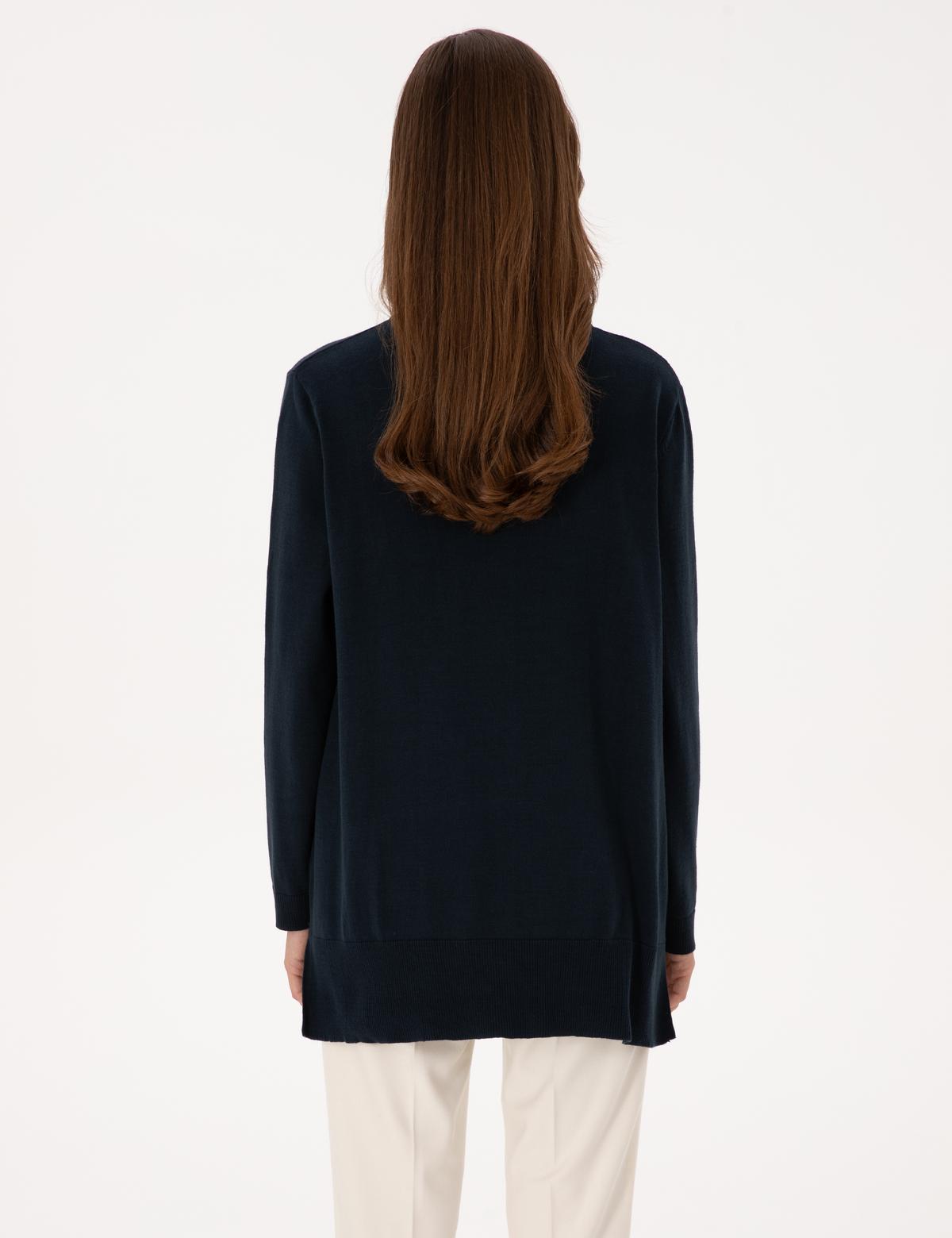 Lacivert Comfort Fit Bisiklet Yaka Basic Kazak - 50316393021