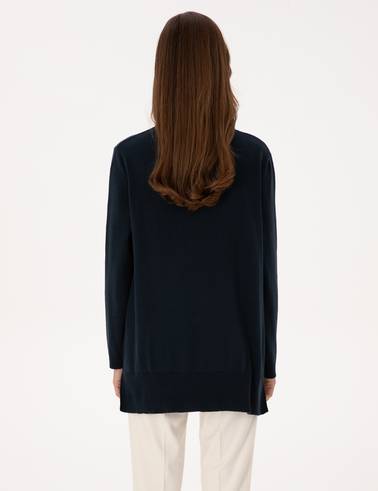 Lacivert Comfort Fit Bisiklet Yaka Basic Kazak