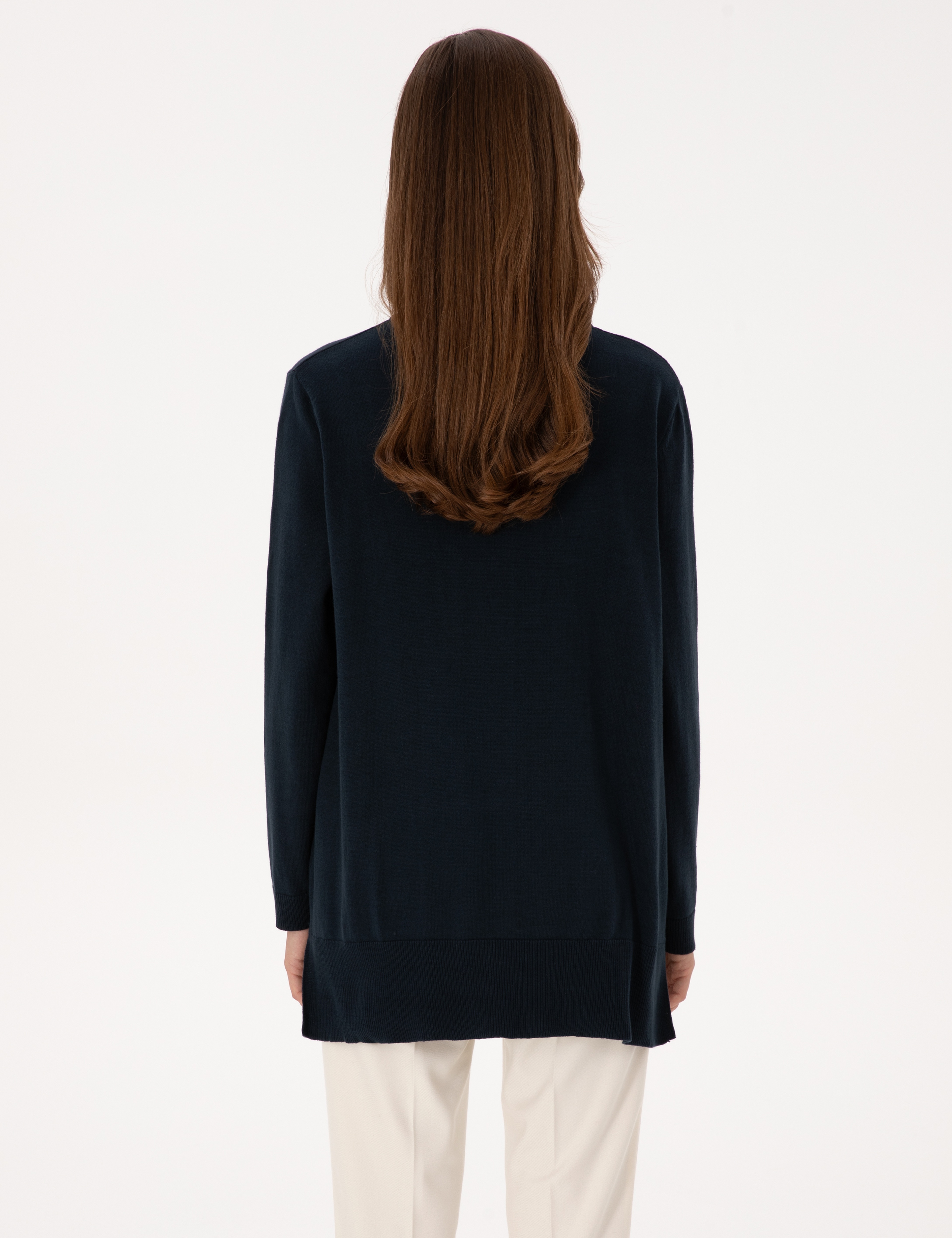 Lacivert Comfort Fit Bisiklet Yaka Basic Kazak - Image 5