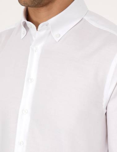 Beyaz Non Iron Slim Fit Uzun Kollu Basic Gömlek