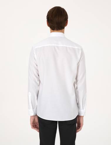 Beyaz Non Iron Slim Fit Uzun Kollu Basic Gömlek