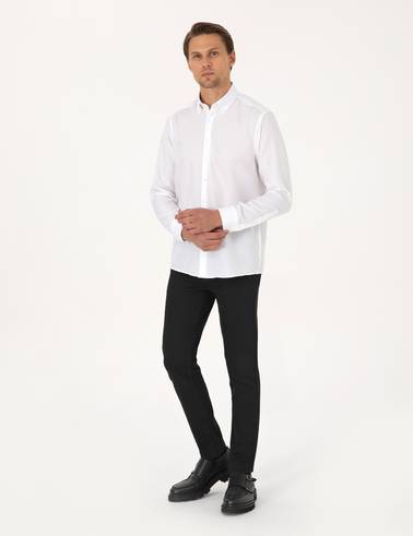 Beyaz Non Iron Slim Fit Uzun Kollu Basic Gömlek