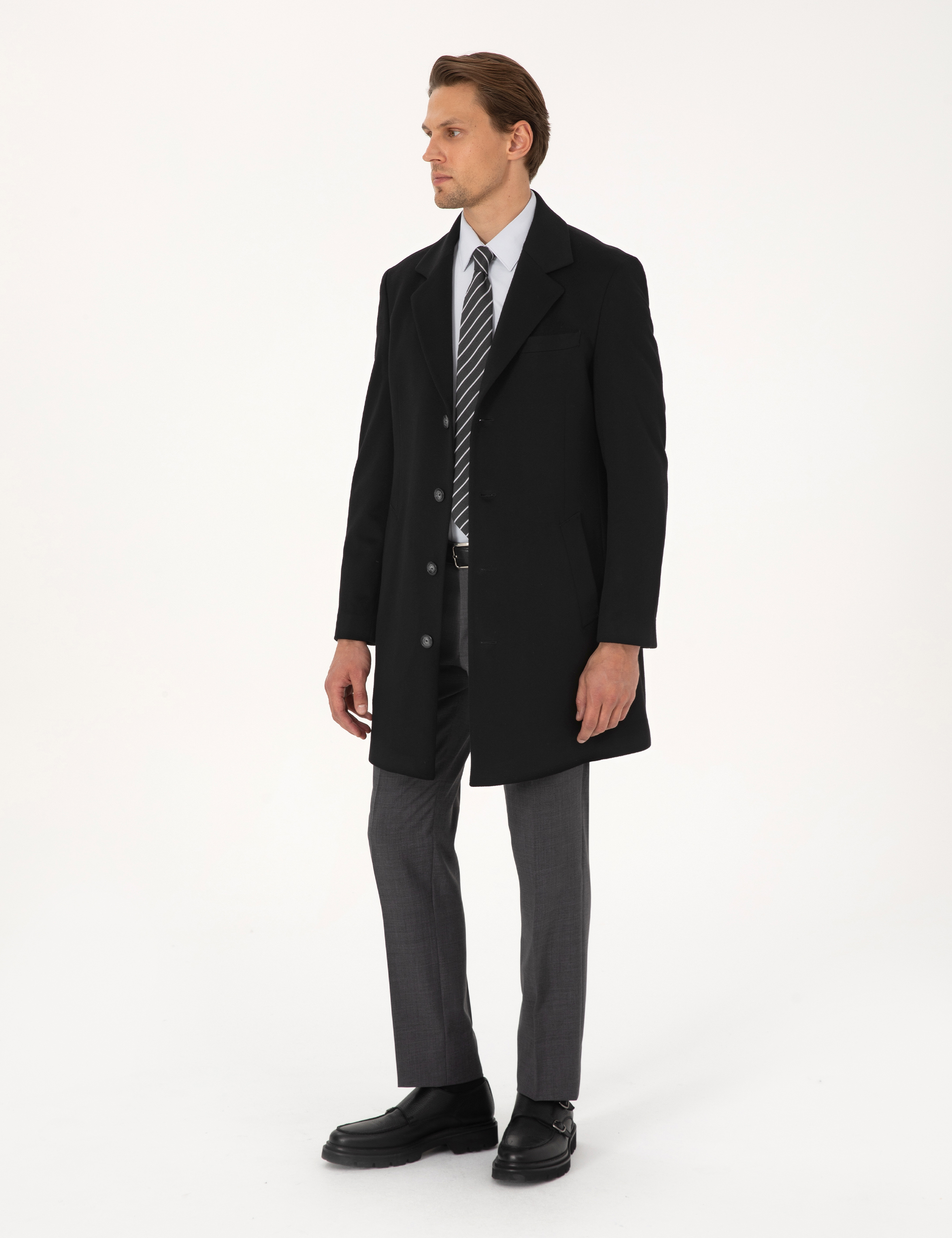 Siyah Slim Fit Palto