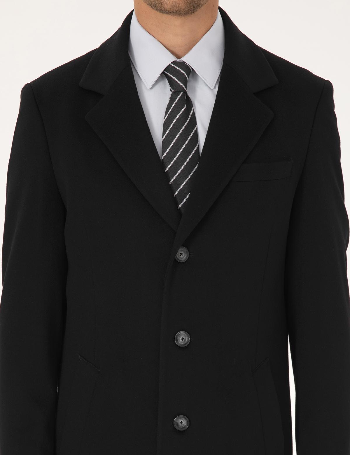 Siyah Slim Fit Palto - 50318703017