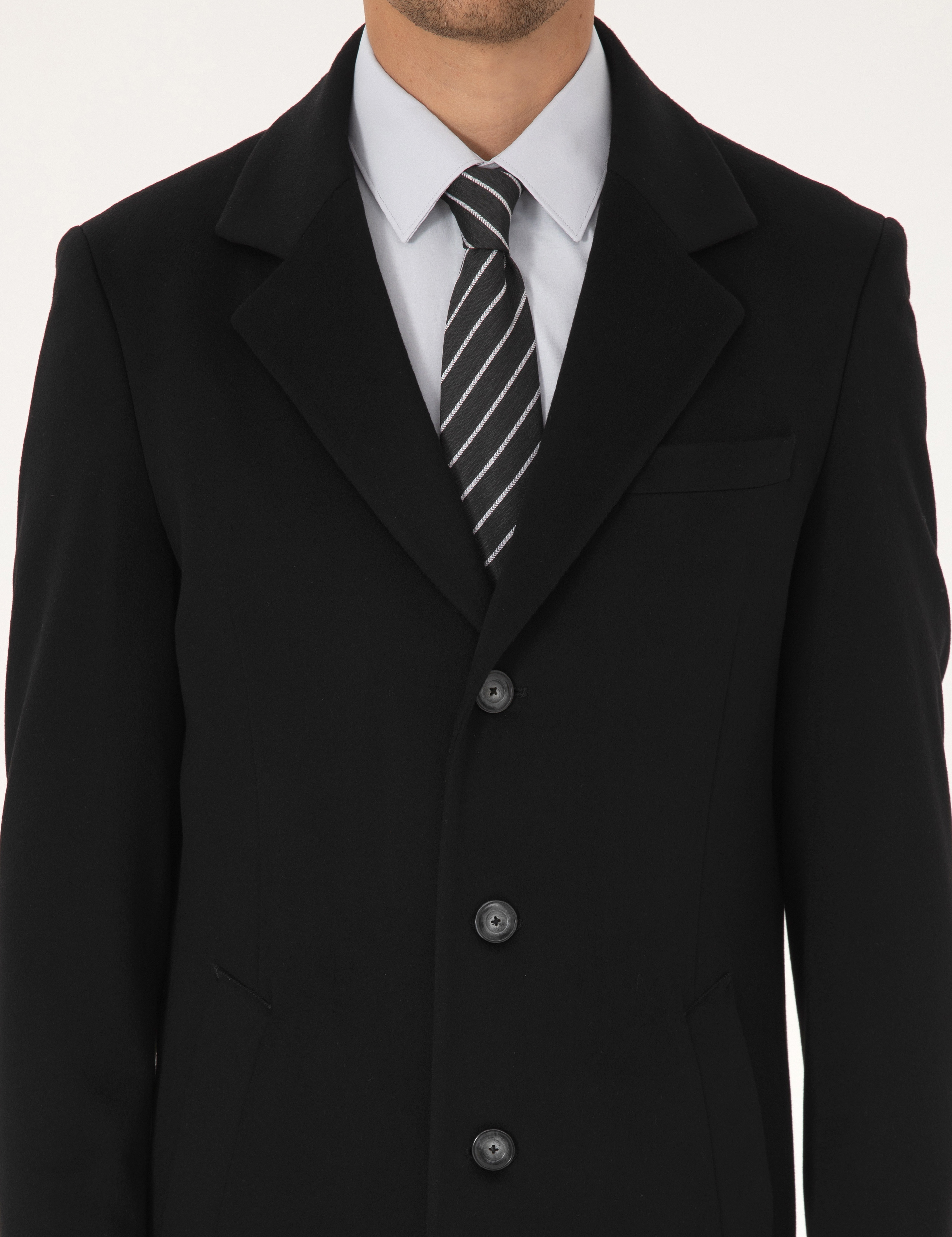 Siyah Slim Fit Palto - Image 7