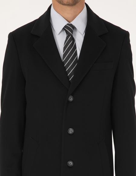 Siyah Slim Fit Palto - 50318703017