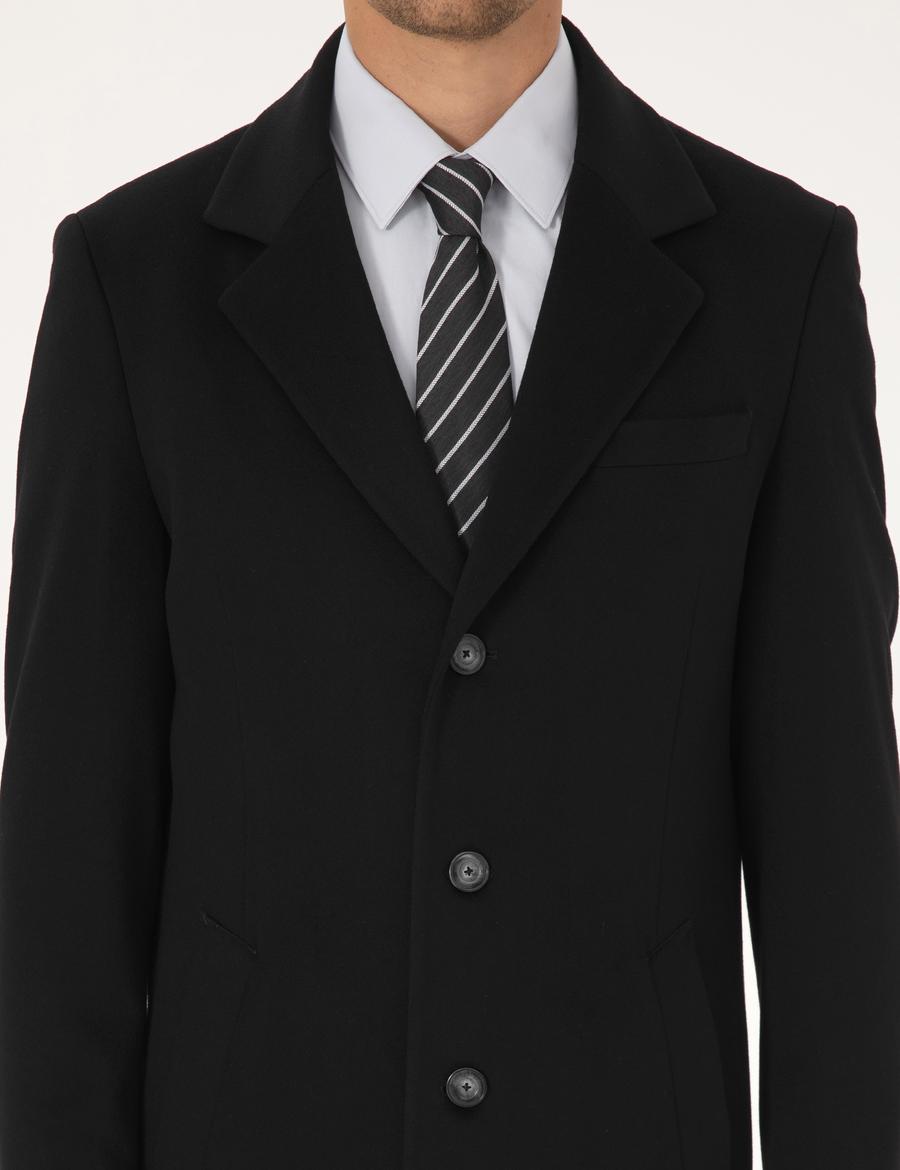 Siyah Slim Fit Palto