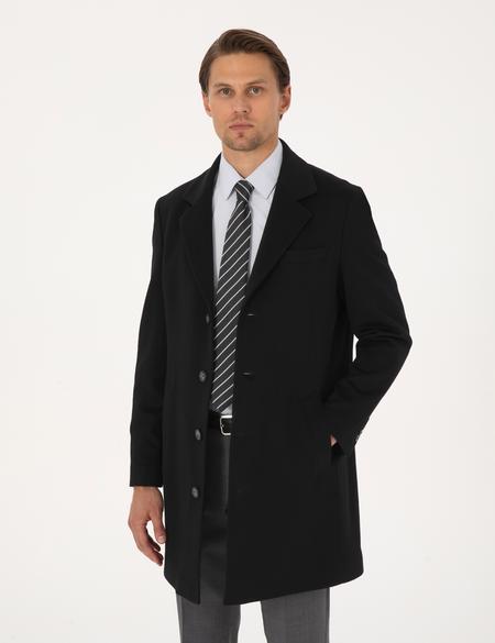 Siyah Slim Fit Palto - 50318703017