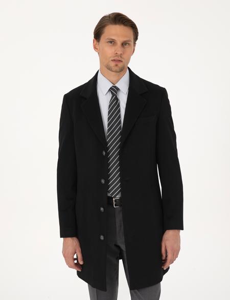 Siyah Slim Fit Palto - 50318703017