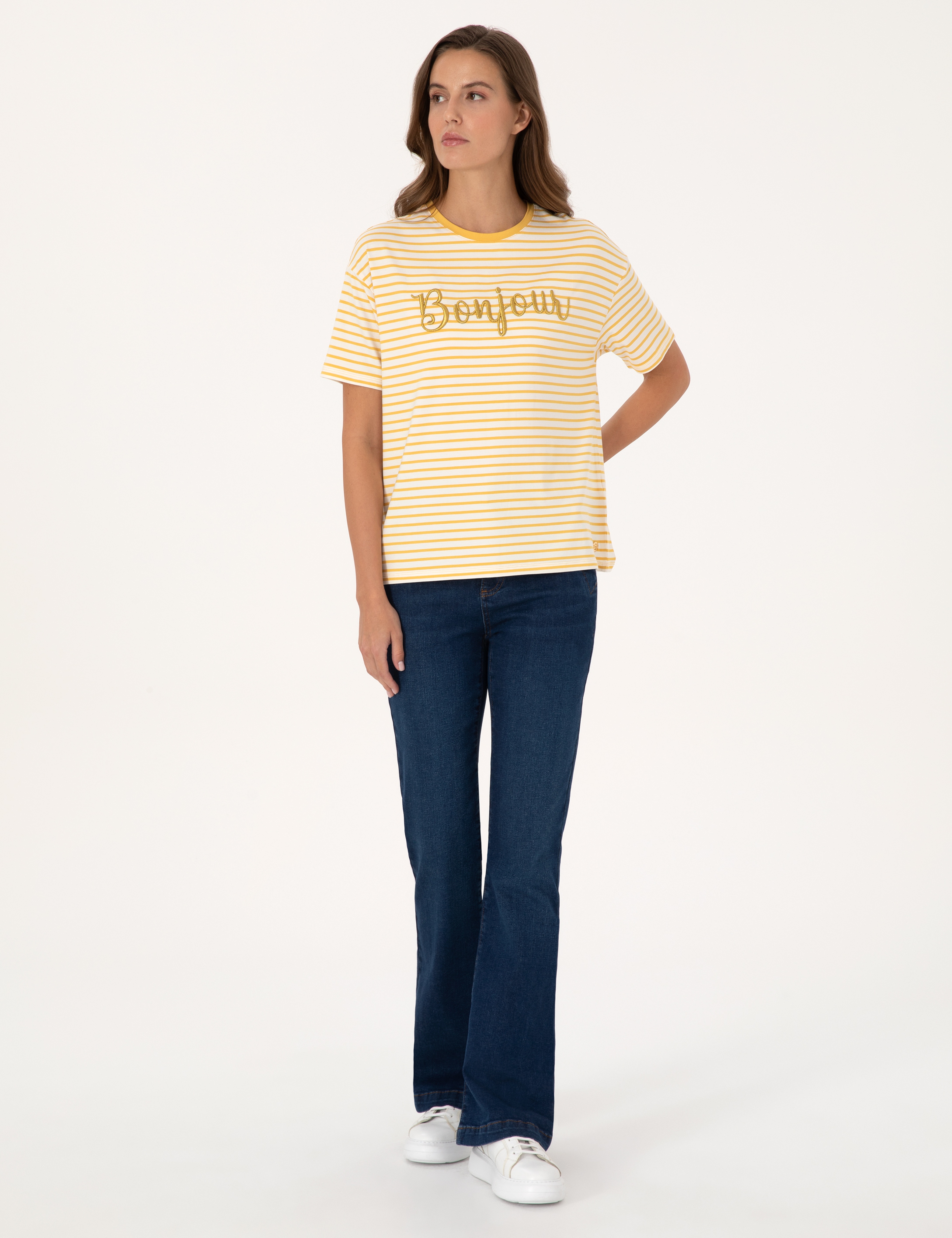 Sarı Comfort Fit Tişört - Image 4