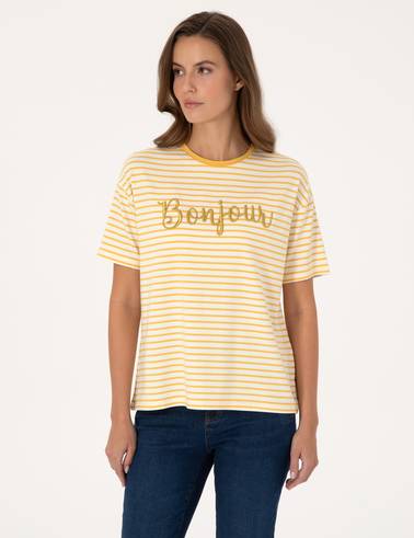 Sarı Comfort Fit Tişört