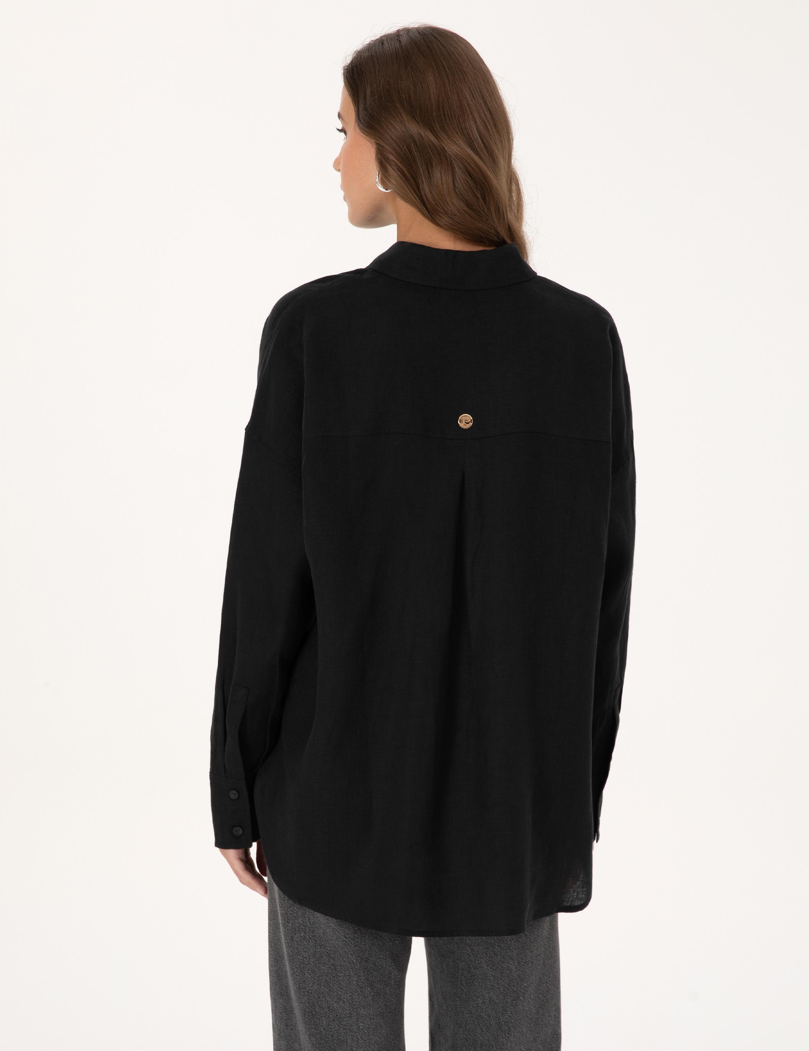 Siyah Oversize Uzun Kollu Gömlek