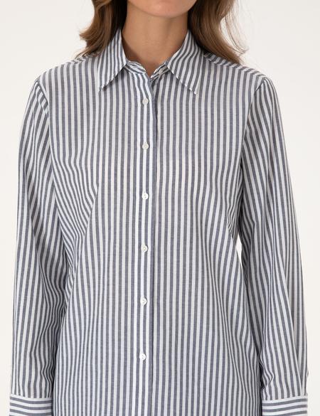 Lacivert Çizgili Comfort Fit Uzun Kollu Gömlek - 50318226005