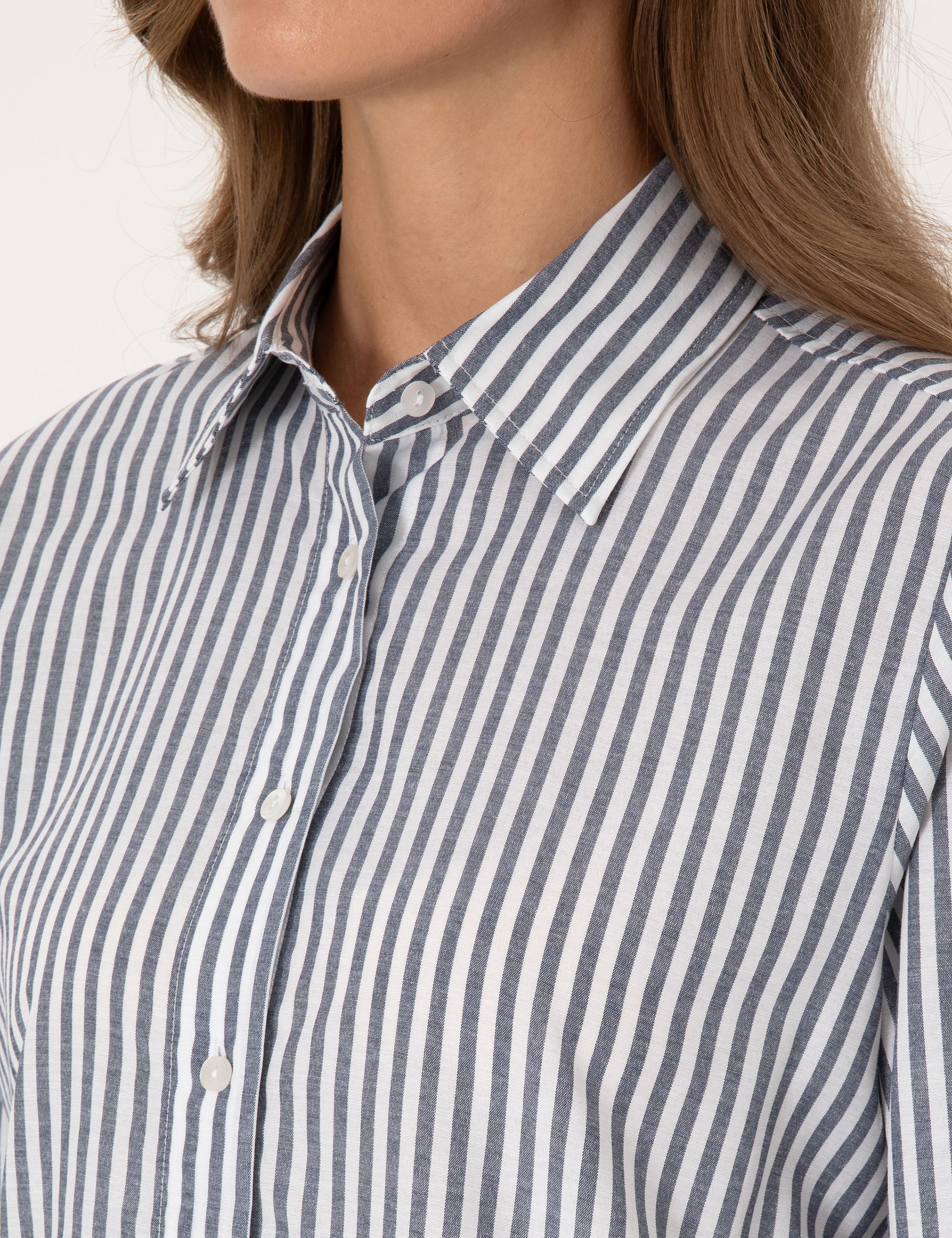 Lacivert Çizgili Comfort Fit Uzun Kollu Gömlek