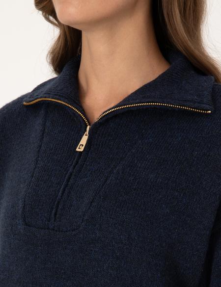 Lacivert Comfort Fit Fermuarlı Dik Yaka Kazak - 50316329008