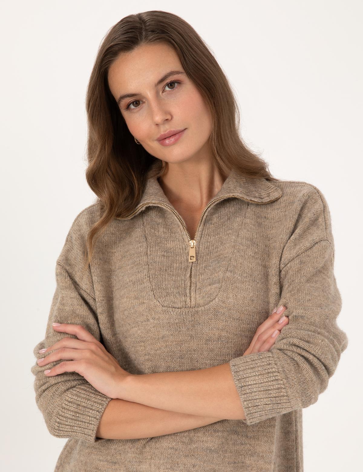 Vizon Comfort Fit Fermuarlı Dik Yaka Kazak - 50316329015