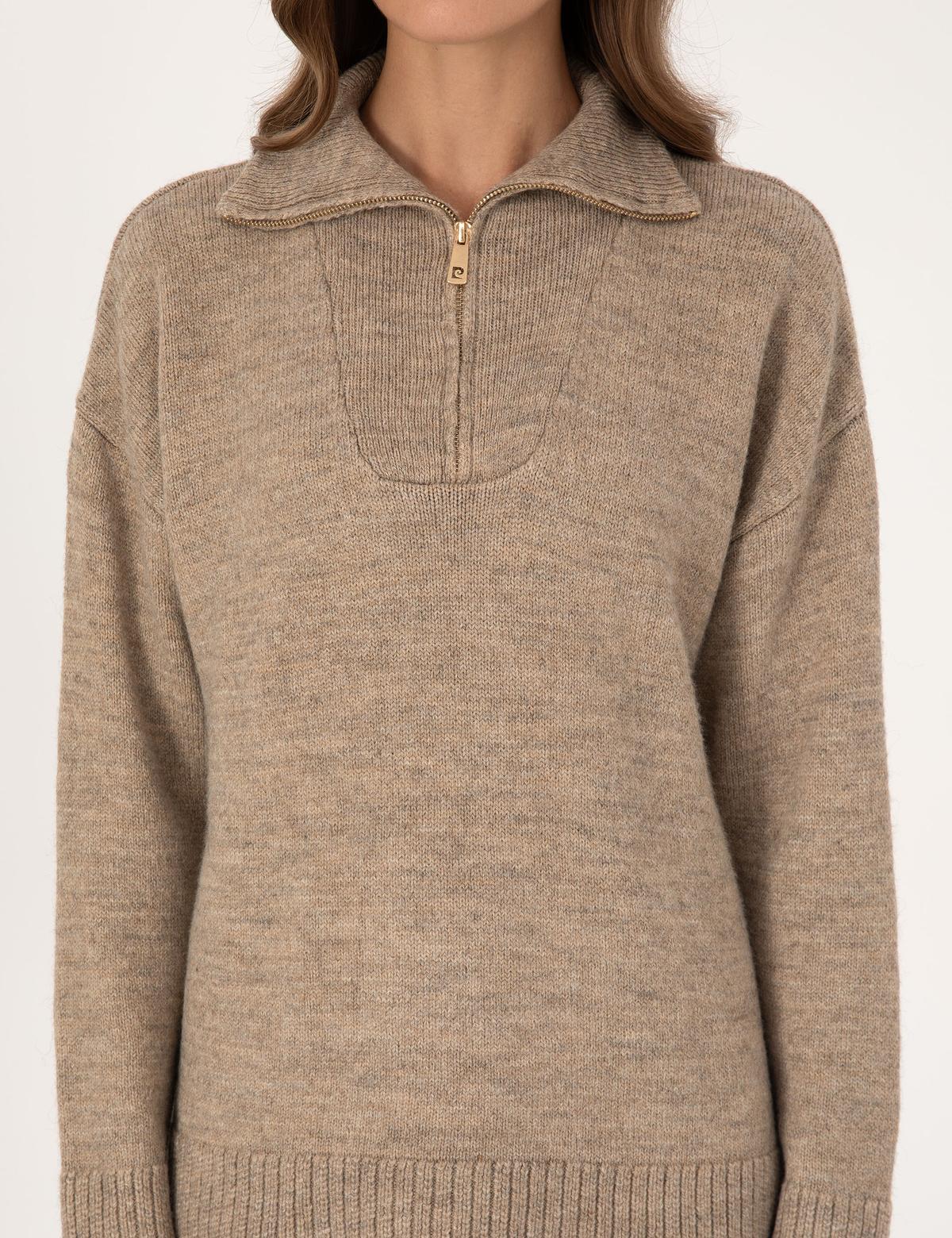 Vizon Comfort Fit Fermuarlı Dik Yaka Kazak - 50316329015