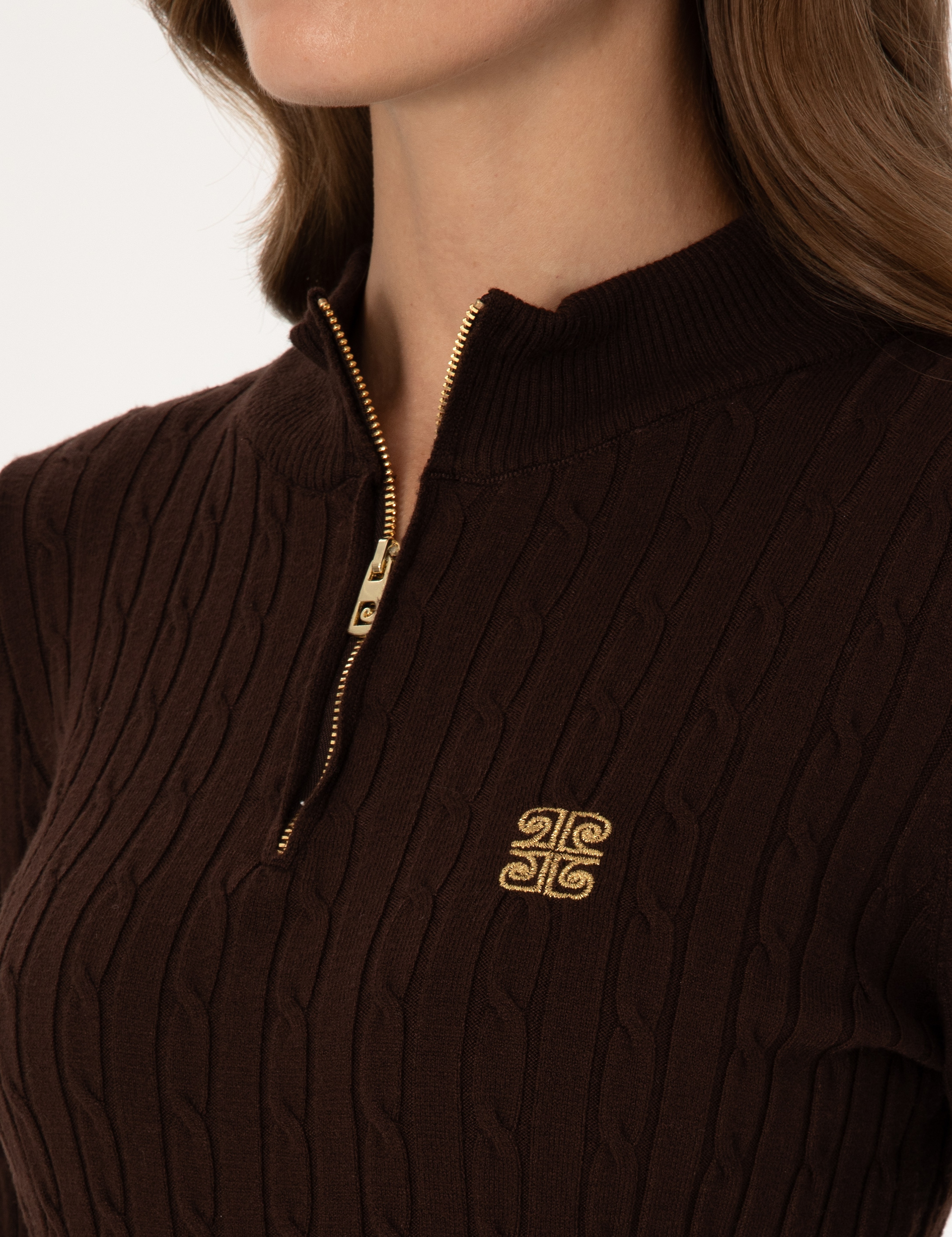Kahverengi Slim Fit Basic Kazak - Image 7