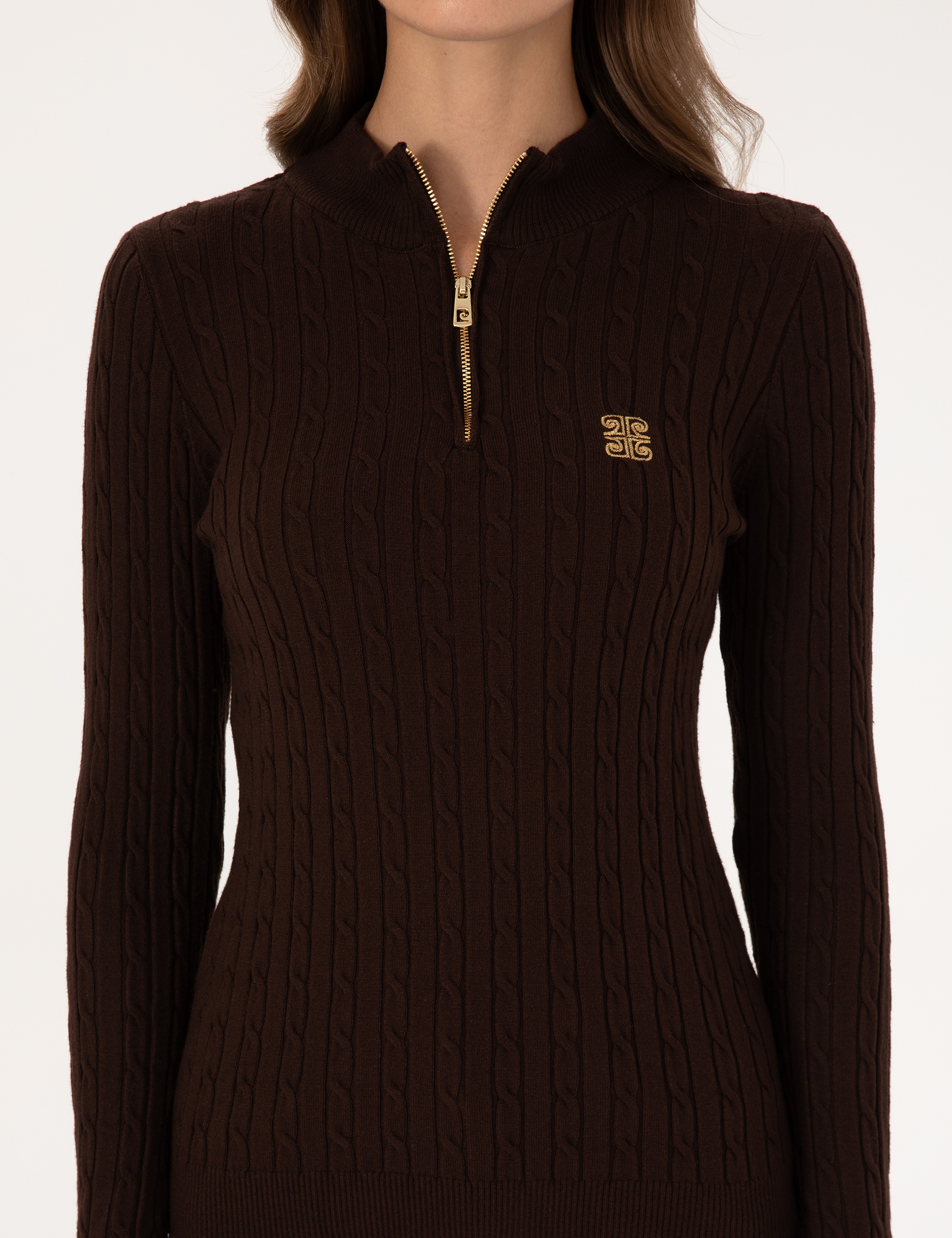 Kahverengi Slim Fit Basic Kazak