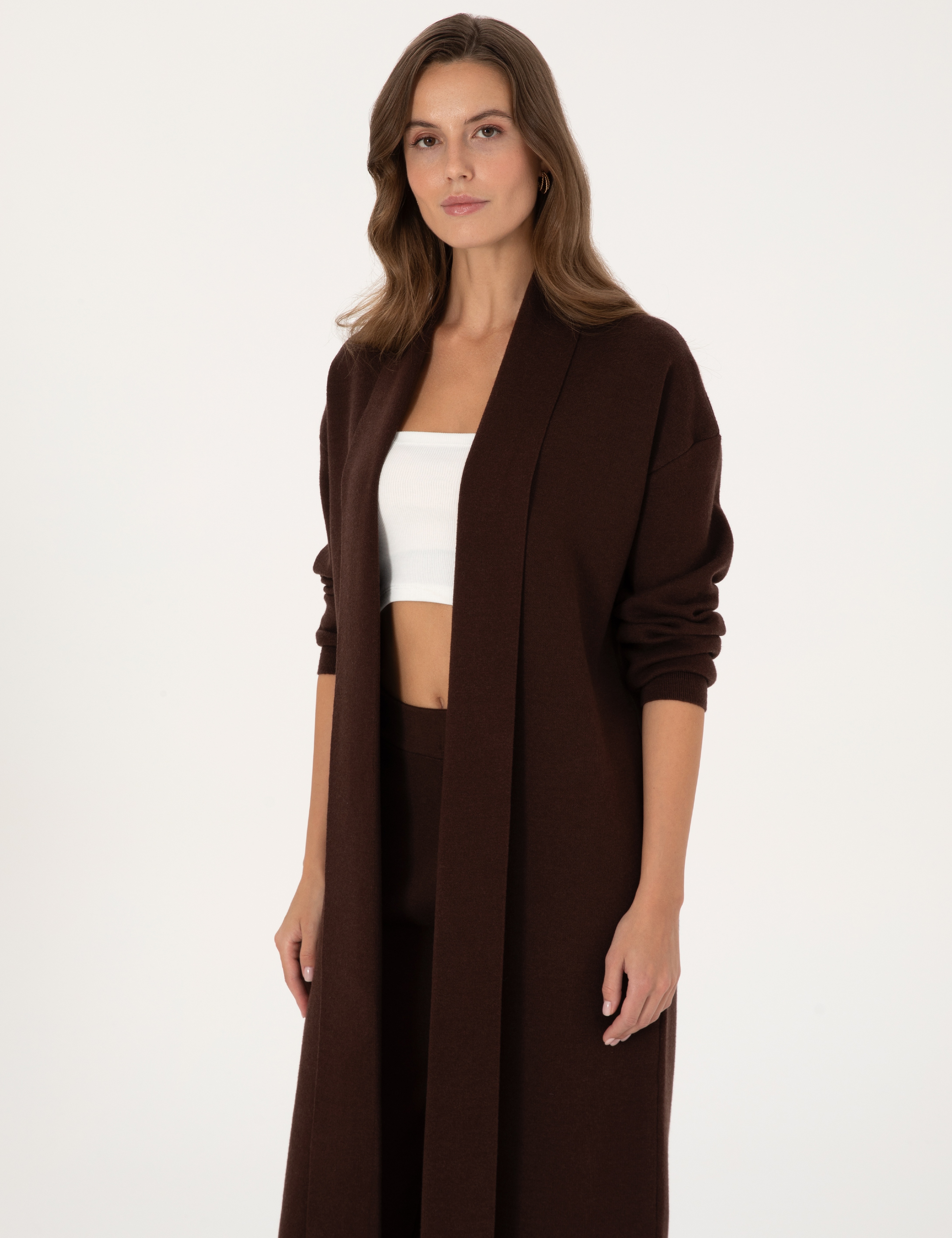 Kahverengi Comfort Fit Triko Hırka - Image 2