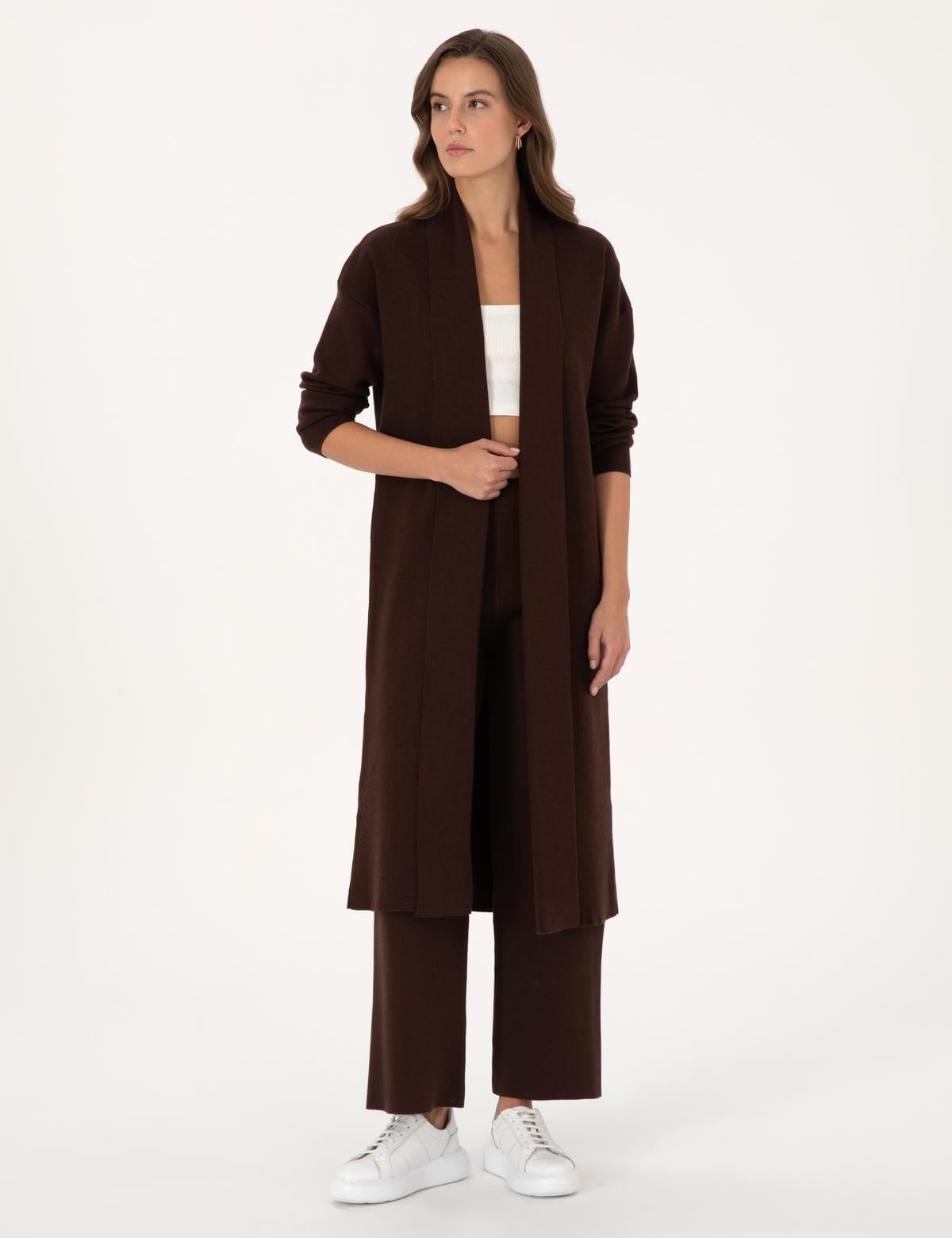 Kahverengi Comfort Fit Triko Hırka