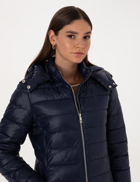 Lacivert Çıkarılabilir Kapüşonlu Mont - 50314169010