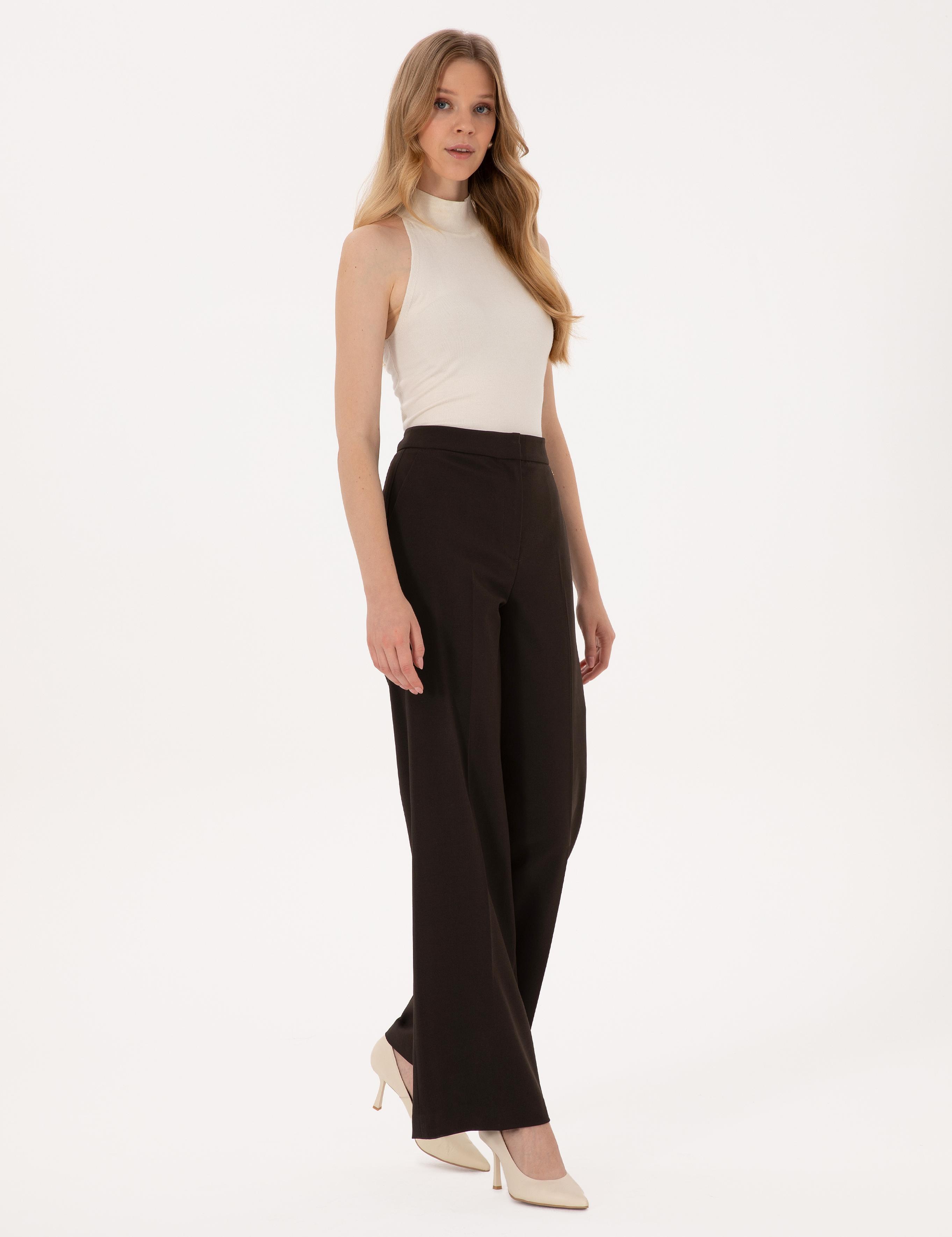 Kahverengi Palazzo Kumaş Pantolon