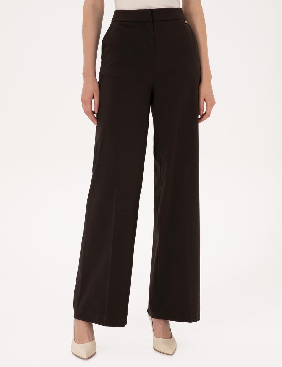 Kahverengi Palazzo Kumaş Pantolon