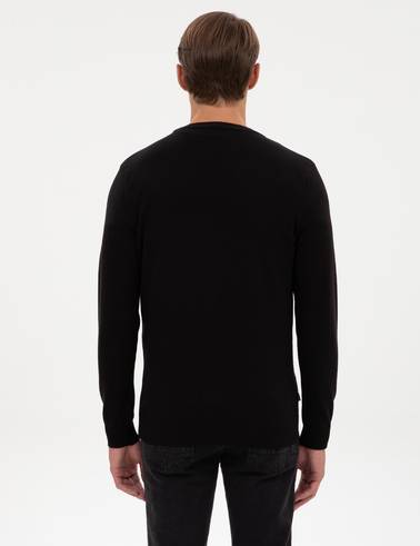 Siyah Slim Fit Basic Düğmeli Triko Hırka