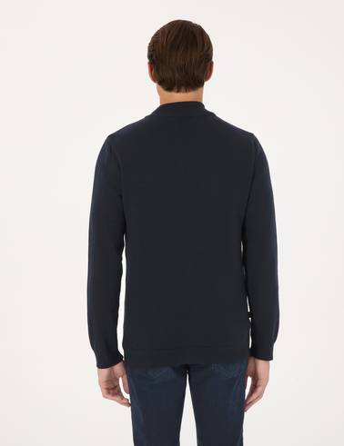 Lacivert Slim Fit Fermuarlı Triko Hırka
