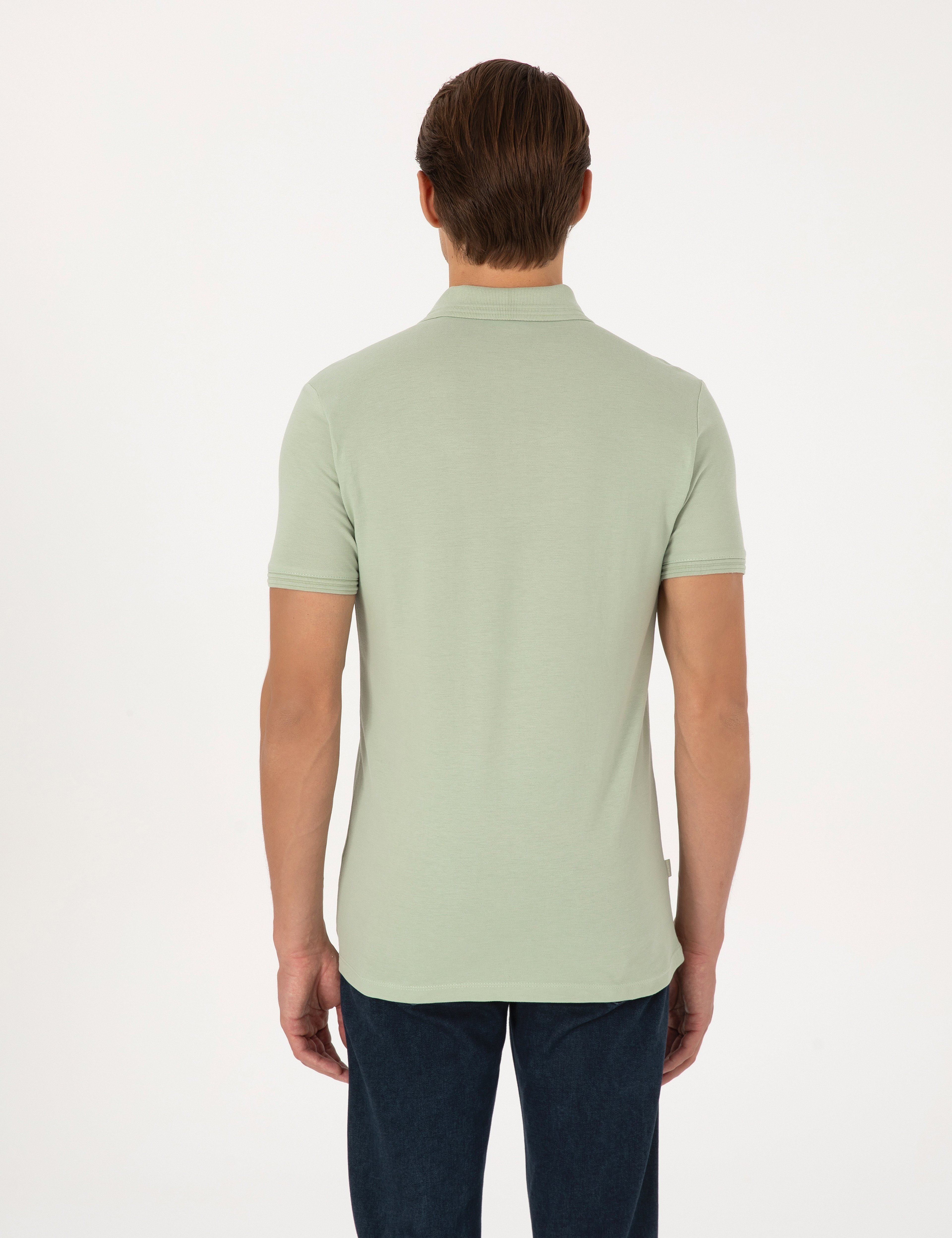 Çağla Slim Fit %100 Pamuk Kıvrılmaz Düğmeli Polo Yaka Basic Tişört
