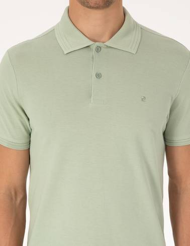 Çağla Slim Fit %100 Pamuk Kıvrılmaz Düğmeli Polo Yaka Basic Tişört